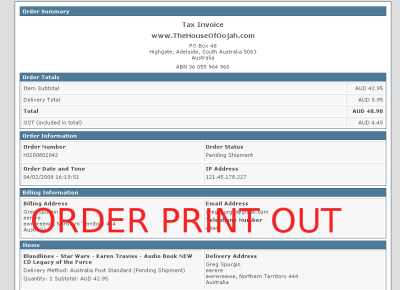 printout order summary audiobooks
